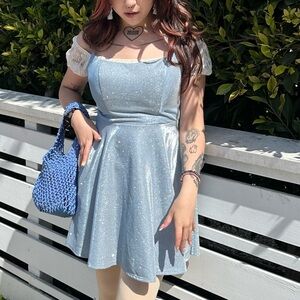 Chic Light Blue Sparkly Dress